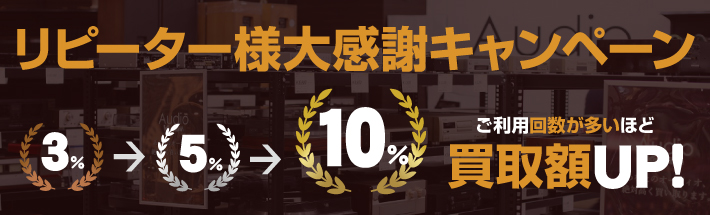 リピーター様大感謝キャンペーン ご利用回数が多いほど買取額アップします!